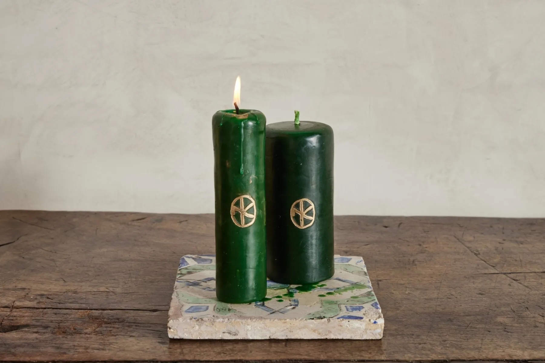 Altar Candle in Green*NICKEY KEHOE Outlet