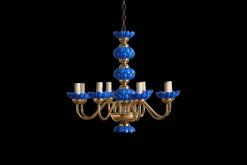 Blue Glass Chandelier*VINTAGE New