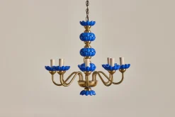 Blue Glass Chandelier*VINTAGE New
