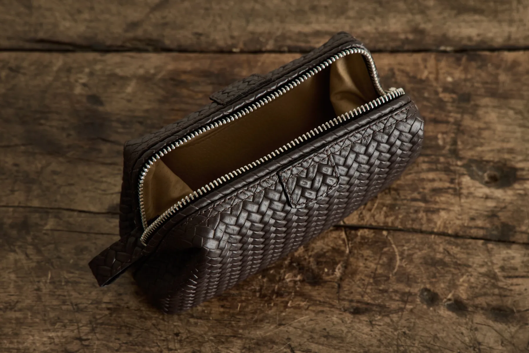 Brown Leather Washbag*F. HAMMANN Hot