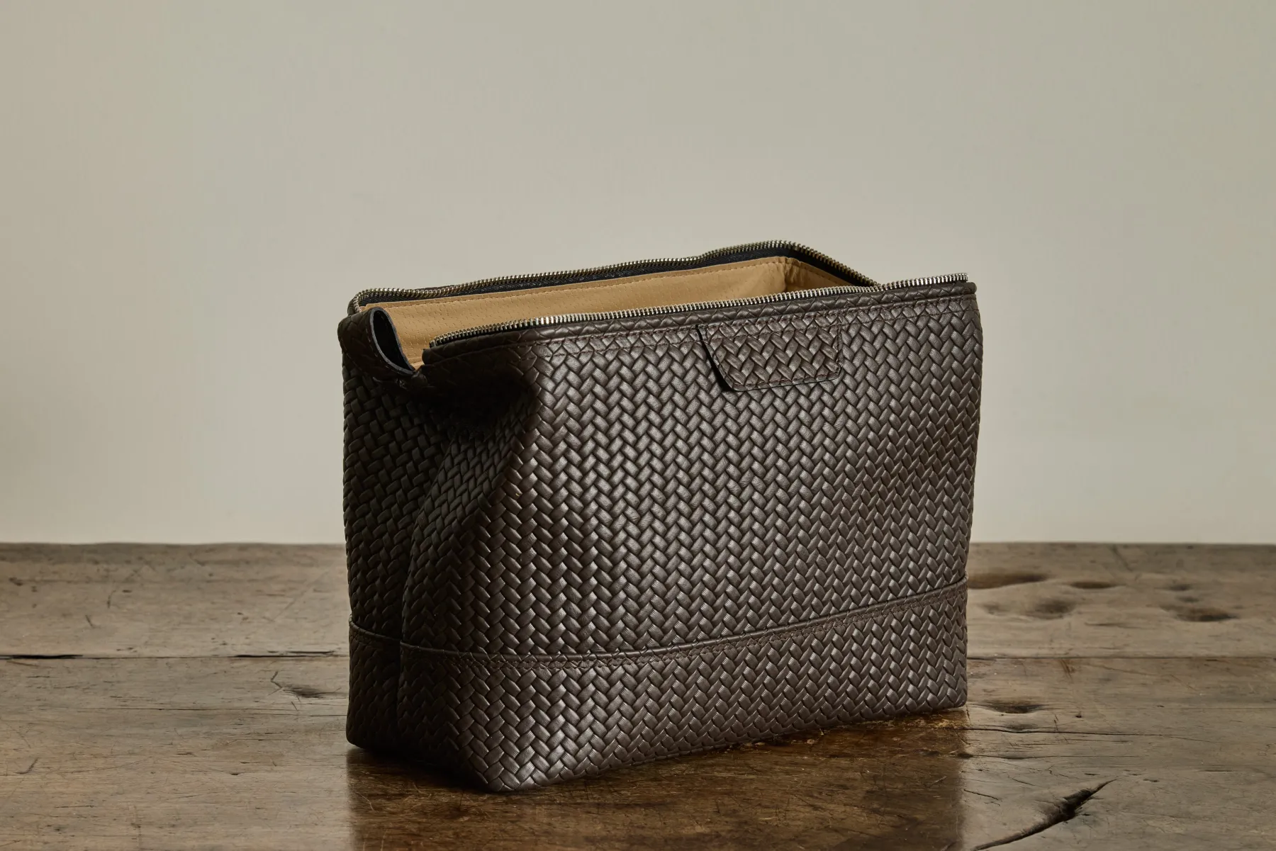 Brown Leather Washbag*F. HAMMANN Hot