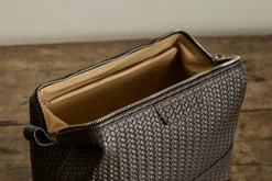 Brown Leather Washbag*F. HAMMANN Hot