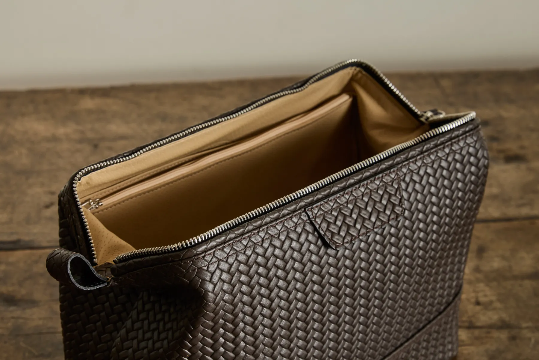 Brown Leather Washbag*F. HAMMANN Hot