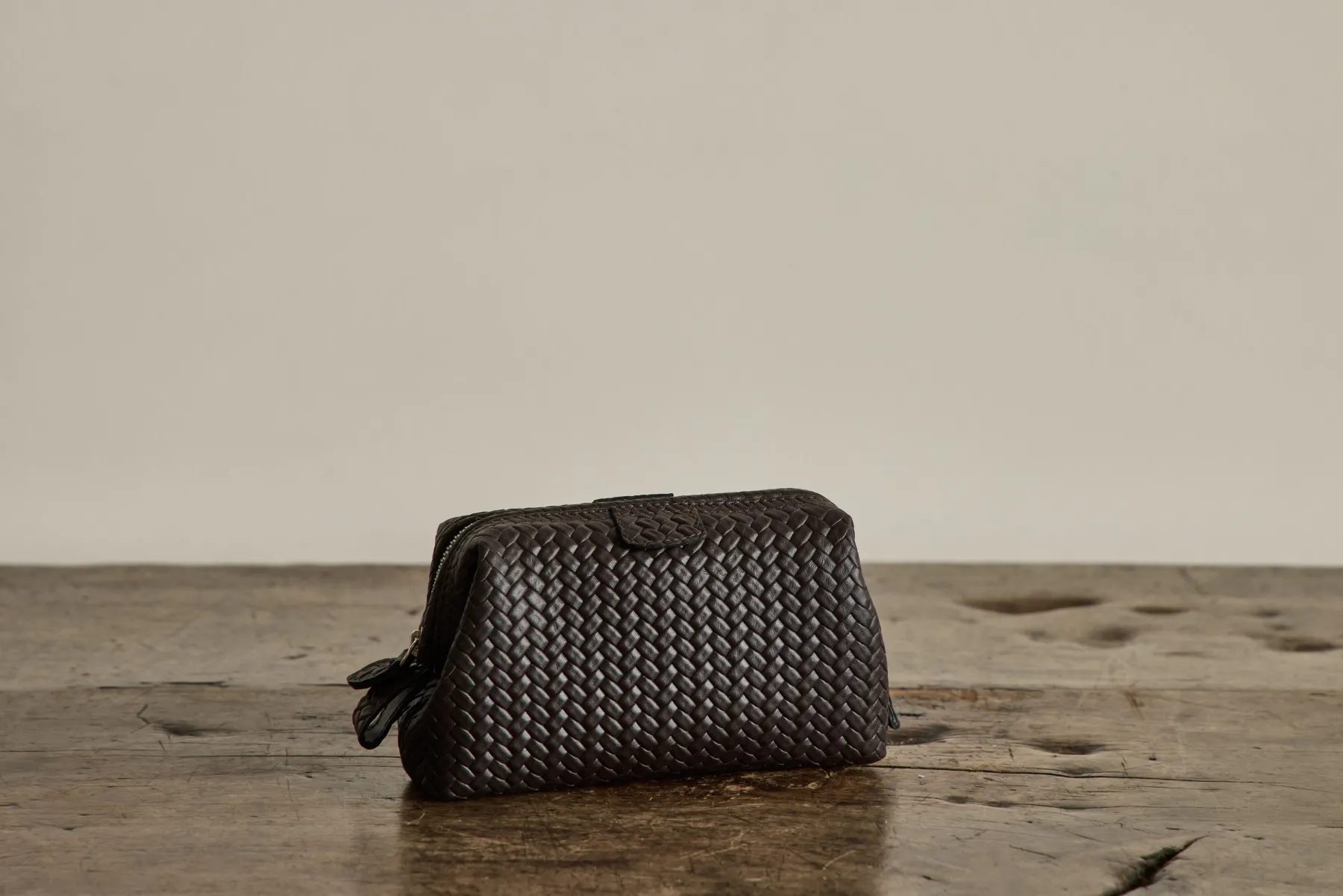 Brown Leather Washbag*F. HAMMANN Hot