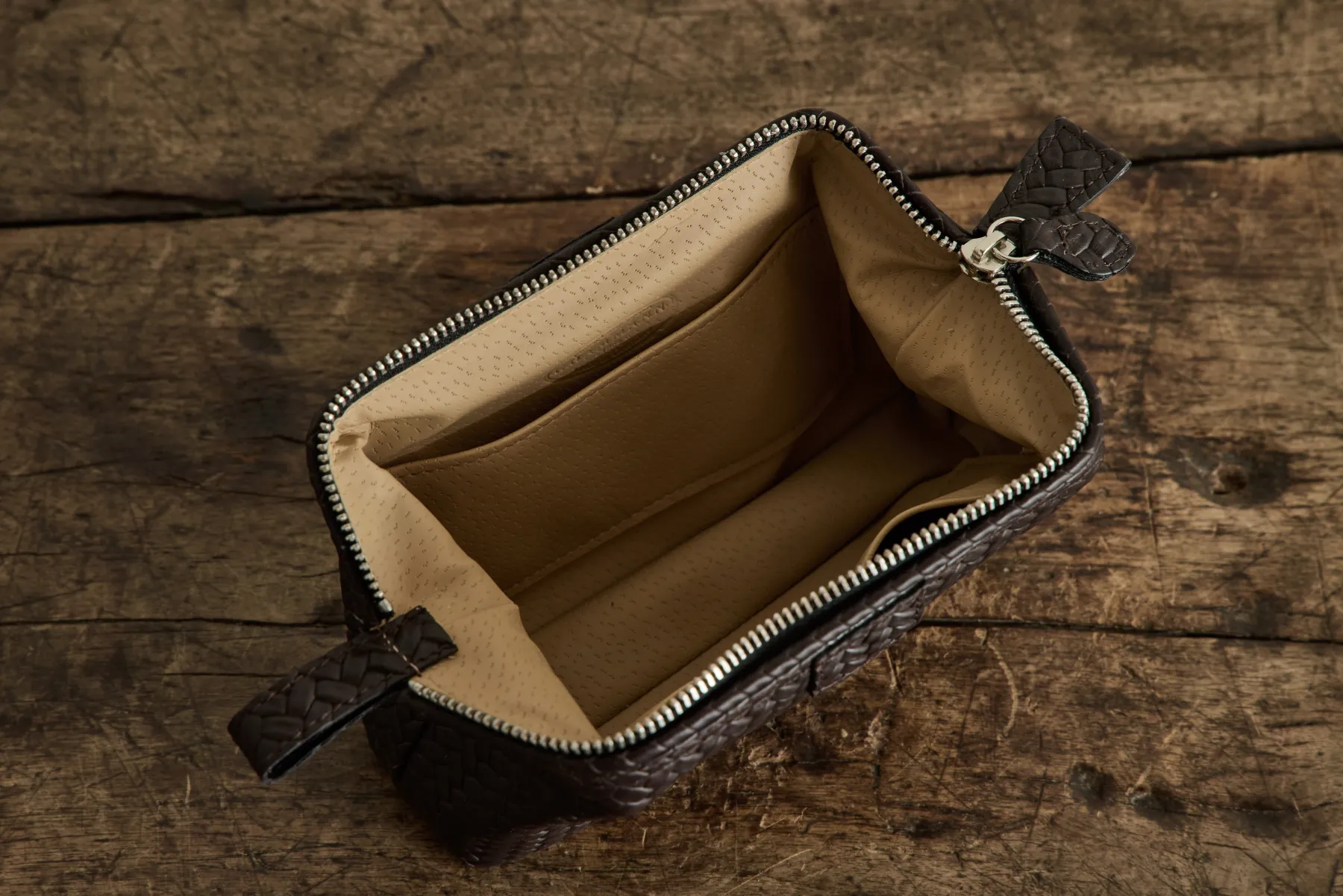 Brown Leather Washbag*F. HAMMANN Hot