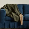 Cashmere Throw In Tan/ Forest Green*Nickey Kehoe Clearance