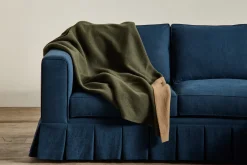 Cashmere Throw In Tan/ Forest Green*Nickey Kehoe Clearance