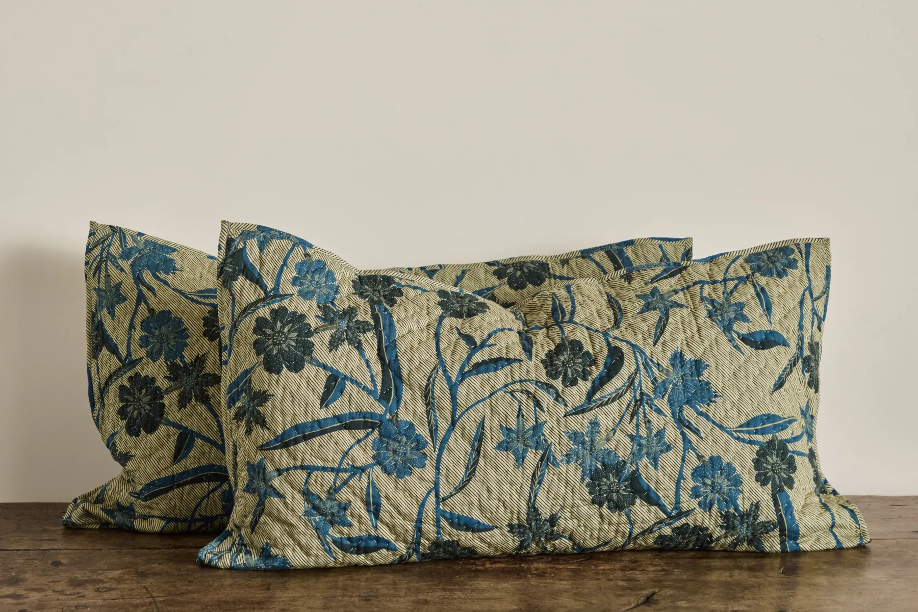 Floral Hash Stripe Shams, Set Of 2*NICKEY KEHOE Best
