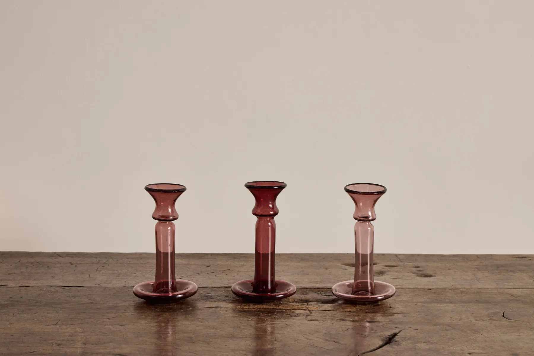 Glass Candle Holder in Framboise*LA SOUFFLERIE Clearance