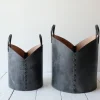 Leather Log Basket in Charcoal Black*OTIS INGRAMS New