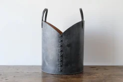 Leather Log Basket in Charcoal Black*OTIS INGRAMS New