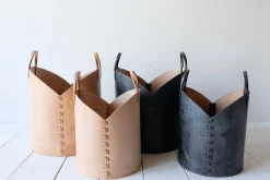 Leather Log Basket in Russet*OTIS INGRAMS New