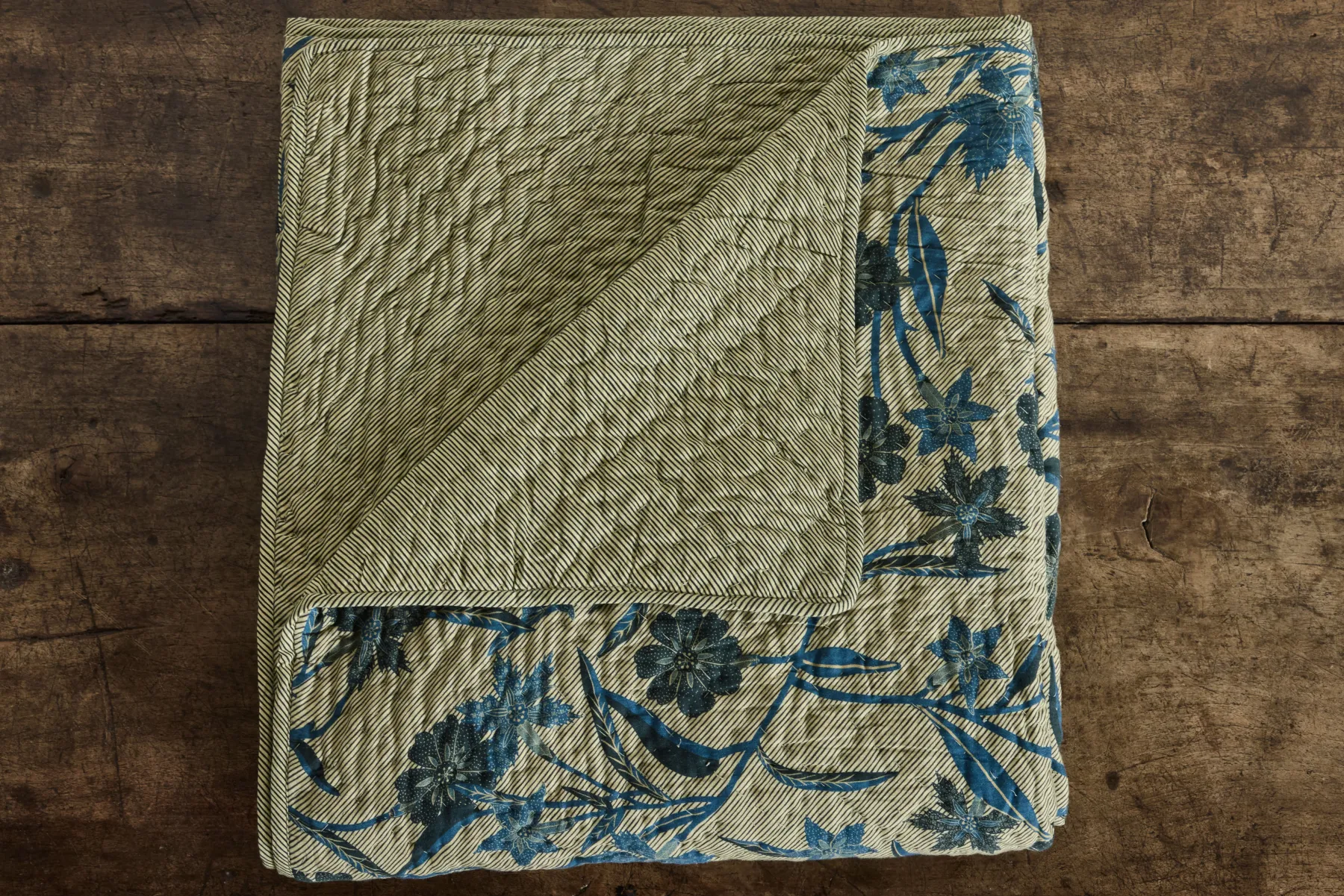 Navy and Creme Hash Stripe Quilt*NICKEY KEHOE Outlet