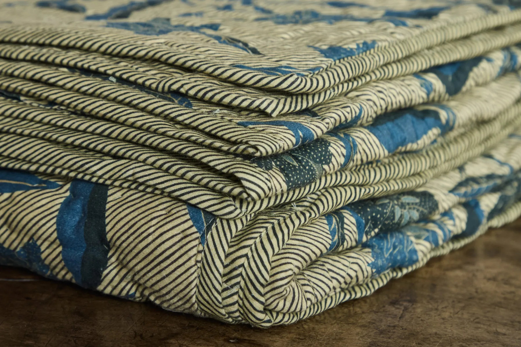 Navy and Creme Hash Stripe Quilt*NICKEY KEHOE Outlet