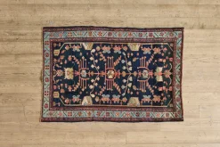 Navy Tribal Malayer Rug 4’6 X 6’7*VINTAGE Clearance