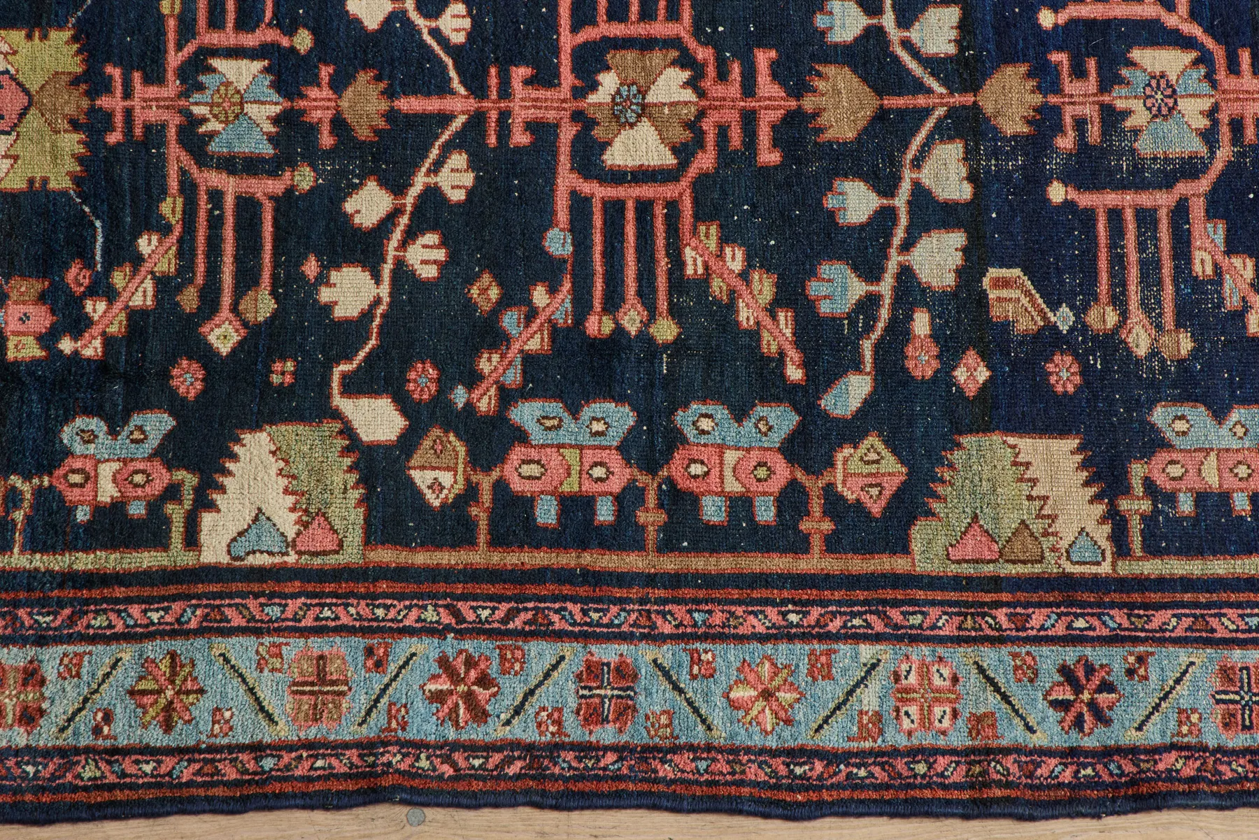 Navy Tribal Malayer Rug 4’6 X 6’7*VINTAGE Clearance