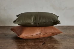Olive Leather Pillow*NICKEY KEHOE Best