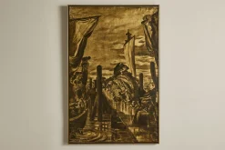 Ship Scene Painting No.3*VINTAGE New
