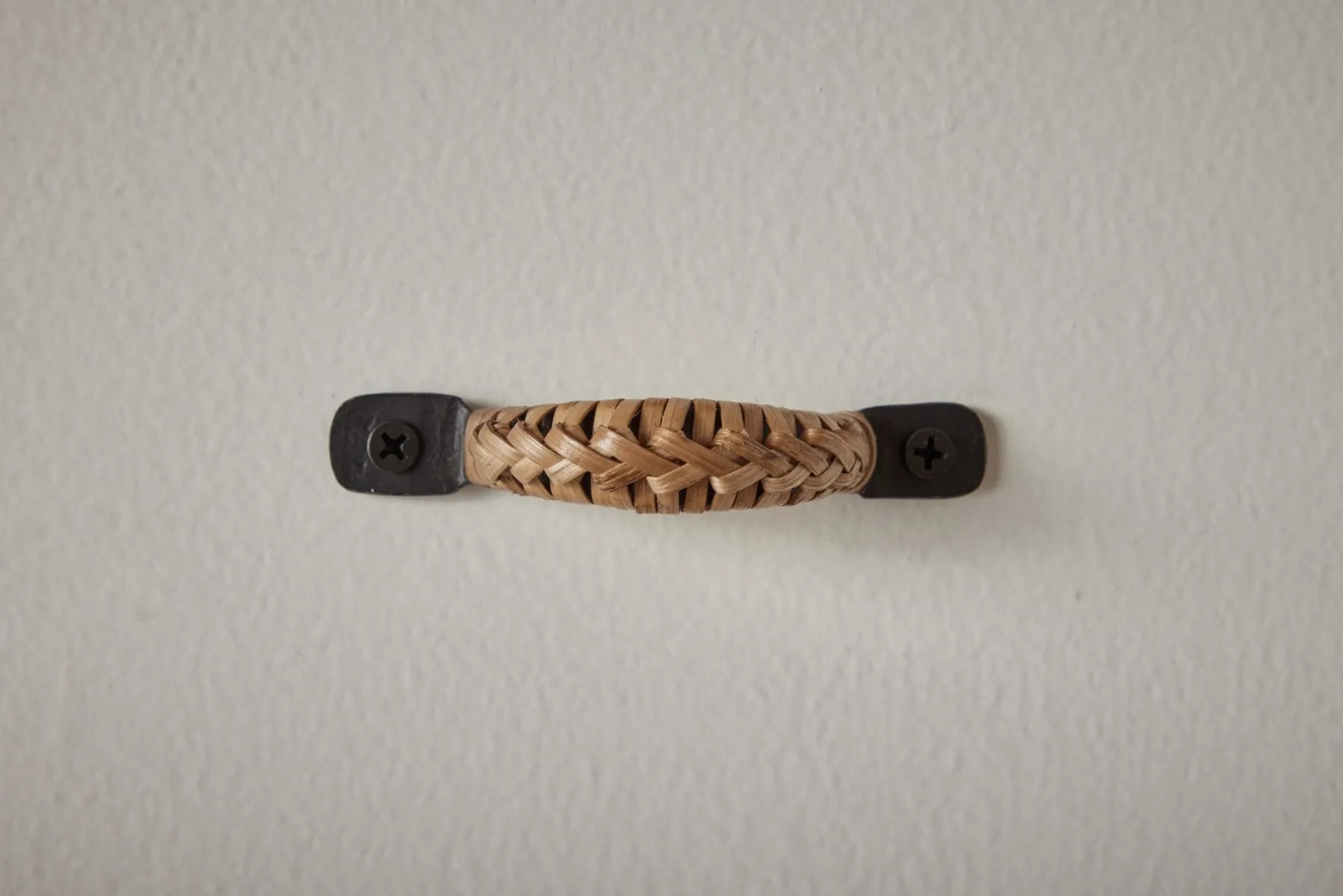 Square Forged Iron Drawer Pull with Braided Bamboo*NICKEY KEHOE Sale