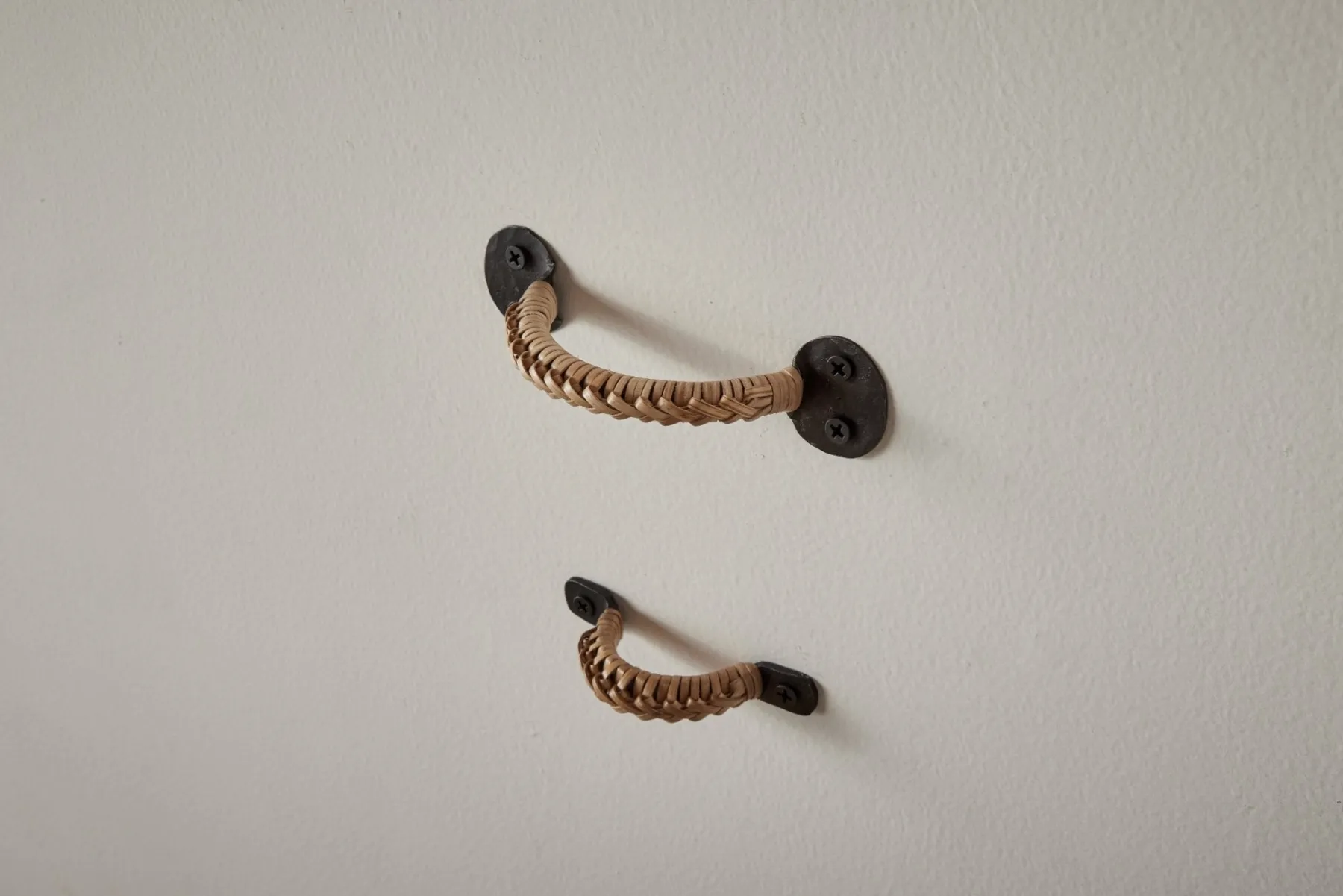 Square Forged Iron Drawer Pull with Braided Bamboo*NICKEY KEHOE Sale