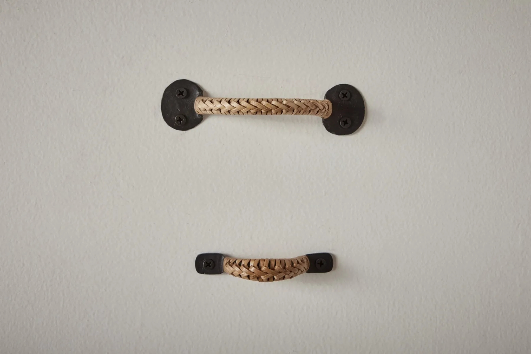 Square Forged Iron Drawer Pull with Braided Bamboo*NICKEY KEHOE Sale