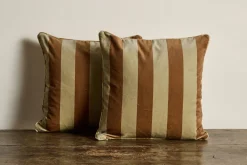 Velvet Pillow in Camelot Stripe, Ginger*HIDDEN Hot