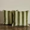 Velvet Pillow in Camelot Stripe, Juniper*HIDDEN Hot