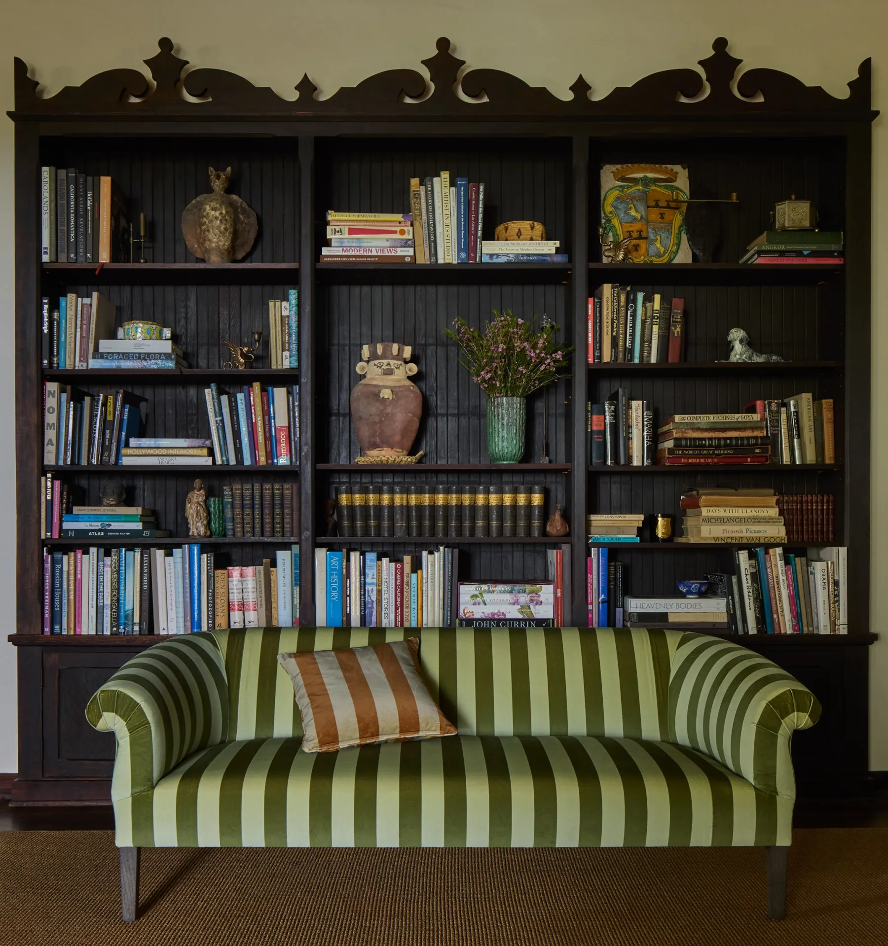 Velvet Pillow in Camelot Stripe, Juniper*HIDDEN Hot