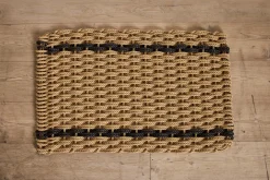 Woven Doormat in Wheat with Charcoal Stripe*HIDDEN New