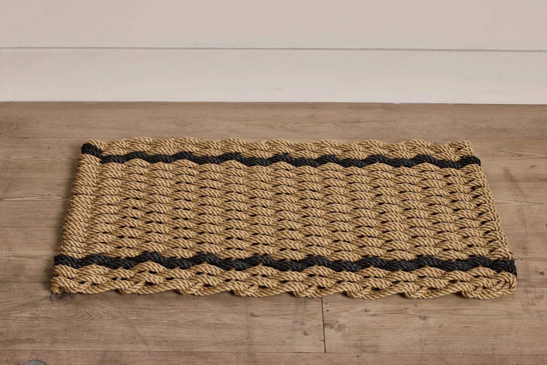 Woven Doormat in Wheat with Charcoal Stripe*HIDDEN New