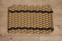 Woven Doormat in Wheat with Charcoal Stripe*HIDDEN New