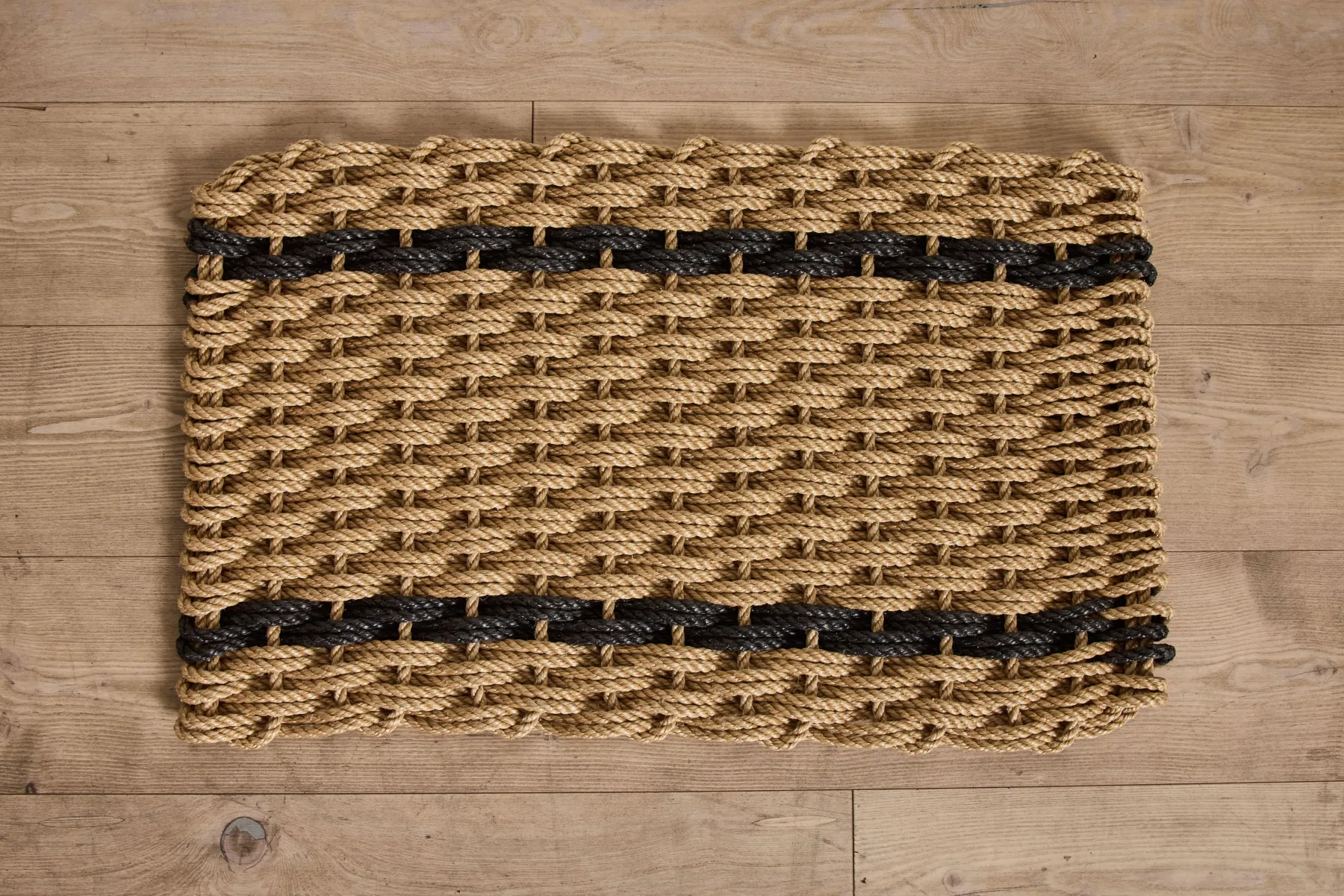Woven Doormat in Wheat with Charcoal Stripe*HIDDEN New